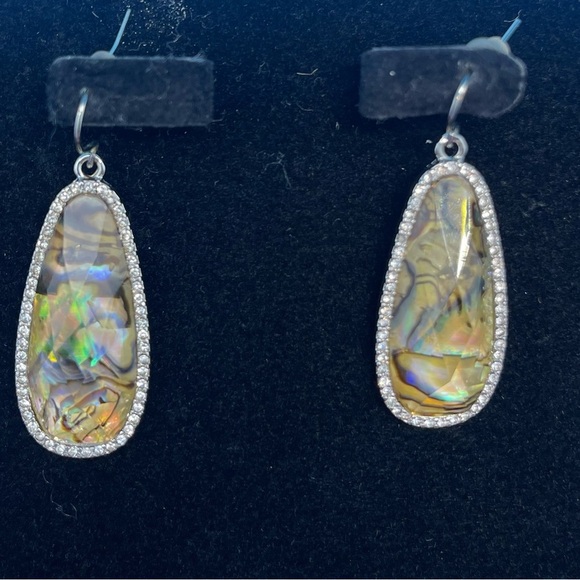 Premier Designs Statement Pendant & Earrings Abalone Rhinestone - Picture 4 of 6
